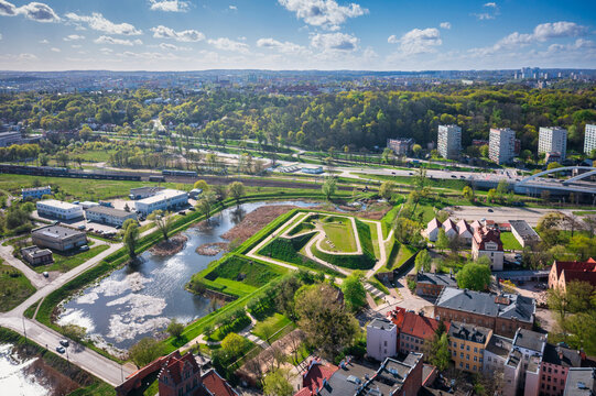 Scenery of Gdansk with the 17th-century fortifications after renovation. Poland