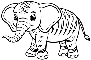 coloring pages for children, elephant  vector silhouette 