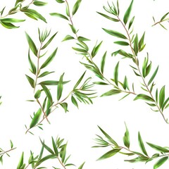Fototapeta na wymiar A simple and elegant pattern of green leaves on a white background. Perfect for nature-themed designs