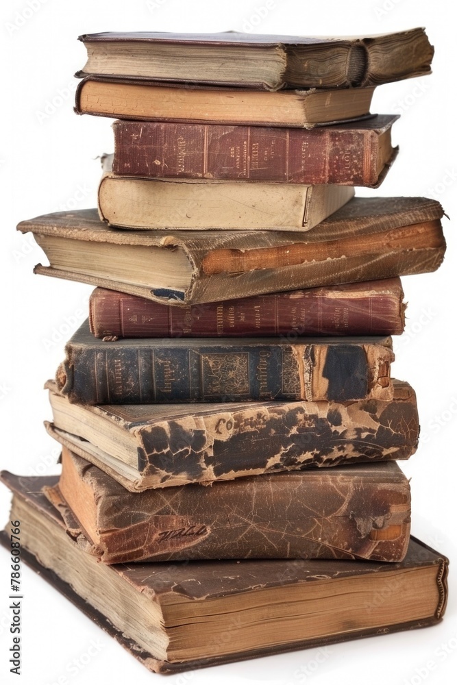 Poster a stack of old books sitting on top of each other. perfect for educational or vintage design project