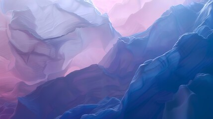 Abstract background of blue and purple layers of crumpled paper.