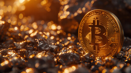 Bitcoin hits a certain value - obrazy, fototapety, plakaty