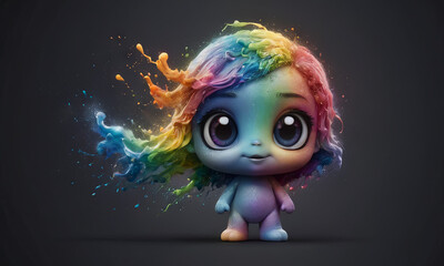 Cute Little Girl With Colorful Hair