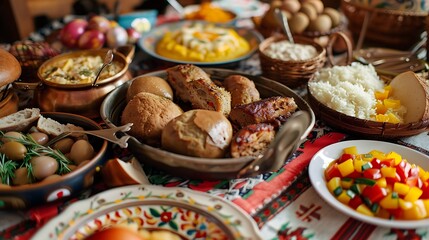Traditional Eastern European meals on the occasion of Easter - obrazy, fototapety, plakaty