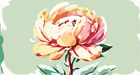 Peony flower hand draw in the light background