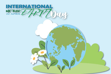 Naklejka premium Happy international mother earth day post 22 april for banner template and social media 