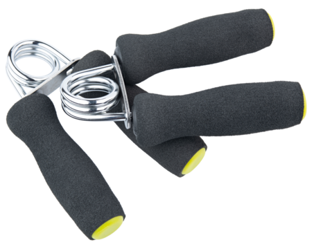 Hand grip strengthener. Fitness gym training equipment. Foam hand grip gripper strengthener exerciser trainer forearm. Hand muscle expander. Heavy strength grips arm exercise wrist. Professional sport - Powered by Adobe