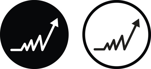 Arrow going up icon set in two styles . Growing business arrow icon . Vector