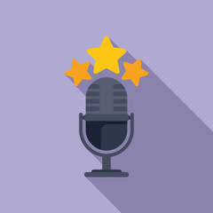 Best star rating microphone icon flat vector. Speech tool. Modern tech - obrazy, fototapety, plakaty