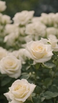 Euphoric Waltz: White Roses Dancing in the Garden