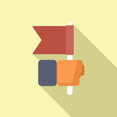 Leader take handle flag icon flat vector. Leadership success. Corporate executive