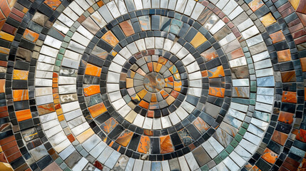 Background of a repeating pattern of old ceramic tiles, mosaics on the wall