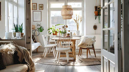 Nordic Charm: Bright and Airy Dining Area in Modern Home