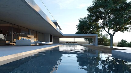 Fototapeta premium Modern house and swimming pool
