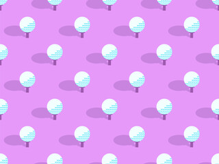 Seamless pattern with golf balls on a stand with a shadow on a pink background. Wallpaper golf club. Design of typography, banners and posters, advertising products. Vector illustration