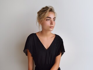 Obraz premium Sophisticated Woman in Elegant Black Attire. Generative AI.