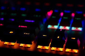 Gaming keyboard. Backlit keyboard. Multi-colored keyboard.