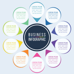 Fototapeta premium Infographic circle design 10 Steps, objects, elements or options information business infographic template