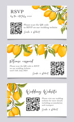 Lemon Wedding RSVP template citrus Invitation.