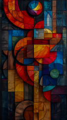 Abstract cubist mosaic in vibrant colors