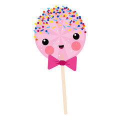 Lollipop – Vector Illustration Kawaii cute characters, cheerful detailed graphic for nursery decoration, poster, invitations, greeting cards, bright colors, sweet food