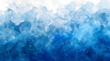 Blue Watercolor Painting Background with Ethereal Aquatic Textures and Serene Gradient Tones for Soothing Moody Atmosphere