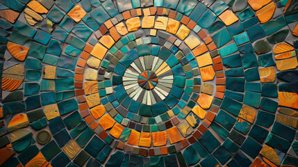 Fototapeta premium Background of a repeating pattern of old ceramic tiles, mosaics on the wall