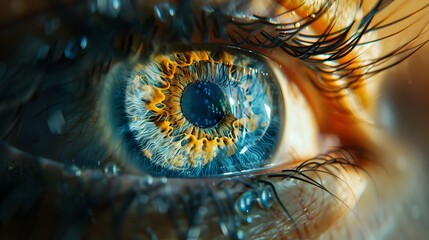 Captivating Macro Shot of a Perfect Blue Eye in a Sterile,Futuristic Setting