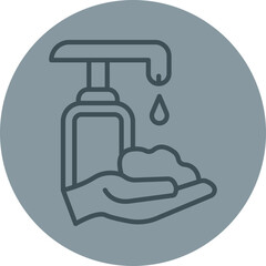 Handwash Grey Line Circle Icon