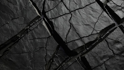 Minimalistic black stone texture, dark rough rock backdrop. AI generative. - obrazy, fototapety, plakaty