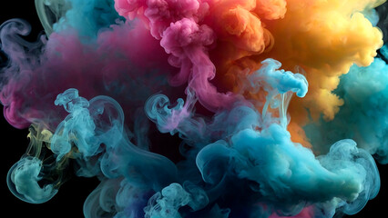 Abstract background of colorful smoke, close-up. AI generative. - 786618927