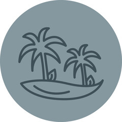 Palm Tree Grey Line Circle Icon