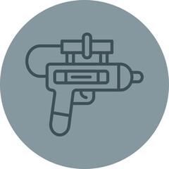 Water Gun Grey Line Circle Icon