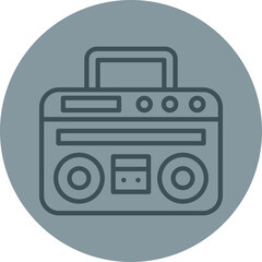 Boom Box Grey Line Circle Icon