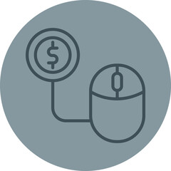 Pay Per Click Grey Line Circle Icon