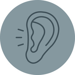 Ear Grey Line Circle Icon