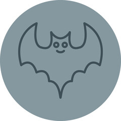Bat Grey Line Circle Icon