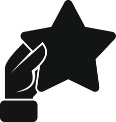 Hand take star icon simple vector. Take leader chance. Achieve prize