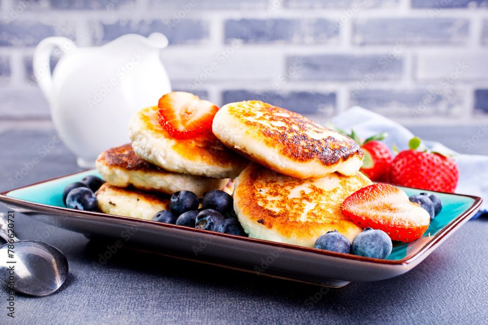 Canvas Prints fresh pancakes with strawberry and blueberry