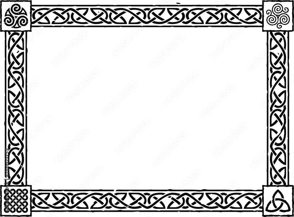 Wall mural Large Rectangular Celtic Frame - Triquetra, Triskele, Knot