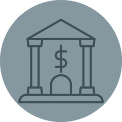 Bank Grey Line Circle icon
