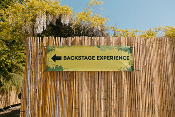 Backstage Experience label in a music festival