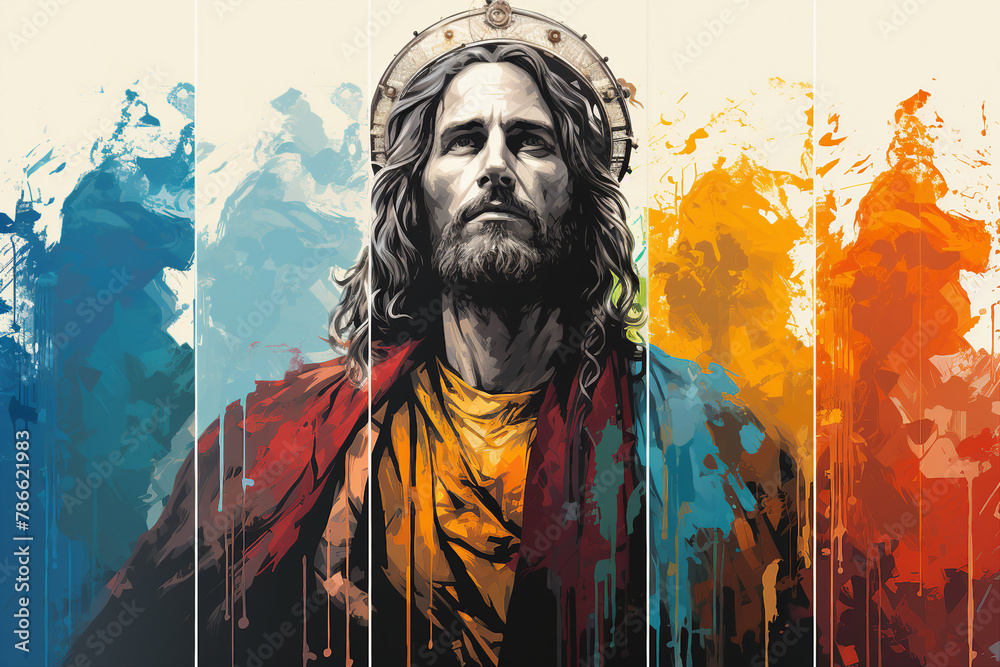 Canvas Prints The resurrection of Jesus watercolor painting isolated on a creative background generative Ai