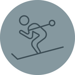 Cross cuntry Grey Line Circle Icon