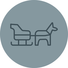 Dog sled Grey Line Circle Icon