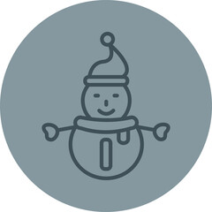 Snowman Grey Line Circle Icon