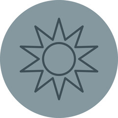 Sun Grey Line Circle Icon