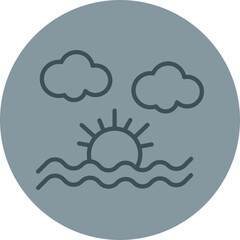 Sunset Grey Line Circle Icon