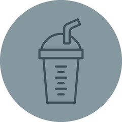 Protein Shake Grey Line Circle Icon