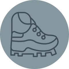 Hiker Grey Line Circle Icon